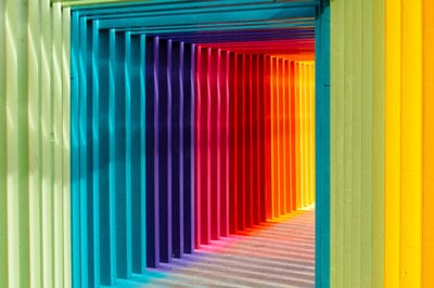 a bright, multi-colored art installation